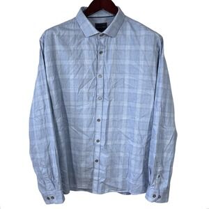 Stitch Note Button Up Shirt Mens XXL Blue Egyptian Cotton Sustainable Luxury